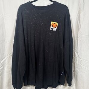 Disney Parks Spirit Jersey XXL Black Speckled Mickey Retro Est. 1971 Long Sleeve